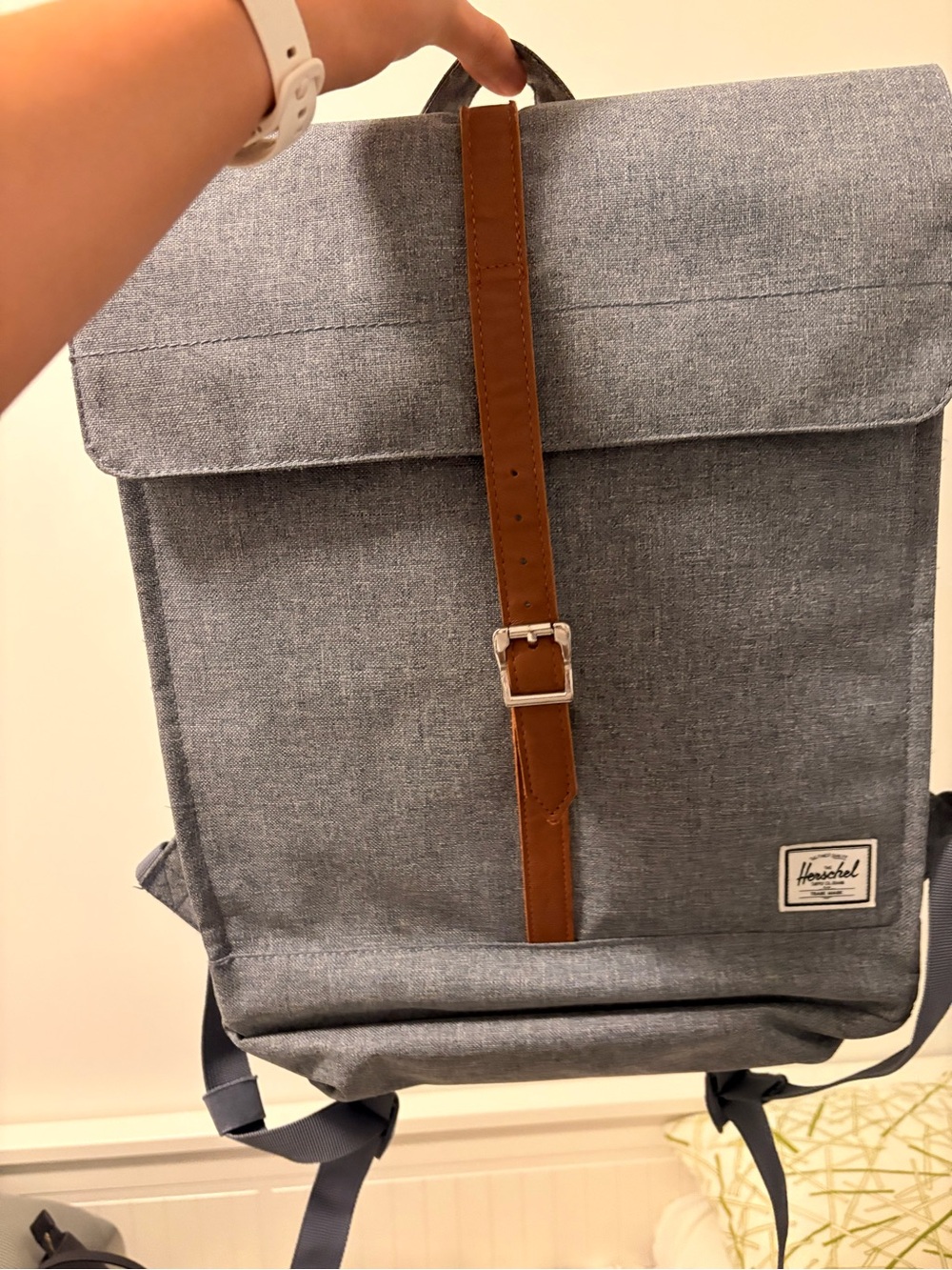 Herschel Gray Backpack with Brown Strap Laptop backpack